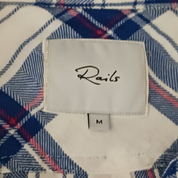Rails Hunter Plaid Button-up Shirt Women's M Long-sleeve‎ White/Blue/Raspberry - Picture 7 of 12